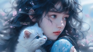 4K唯美清纯可爱猫咪女孩