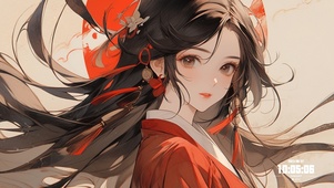 古风红衣少女