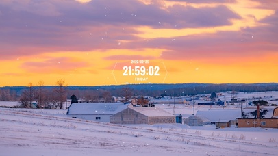 唯美治愈黄昏雪景