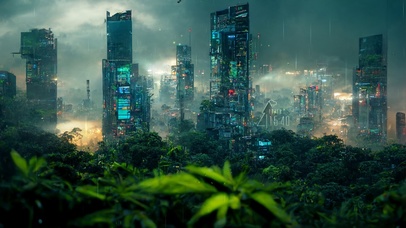 4K赛博朋克丛林城市