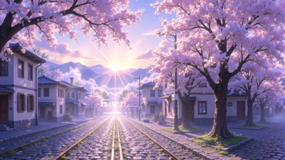 小巷樱花落轨间