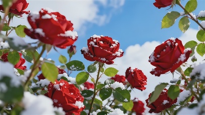 白雪玫瑰天空