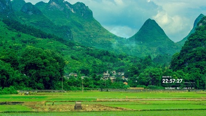 4k 治愈护眼雨天山间农田