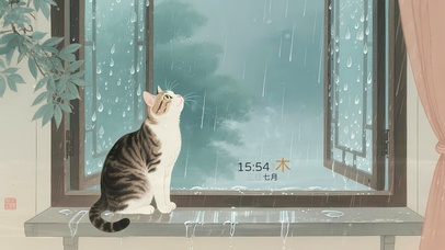 雨天窗台猫咪