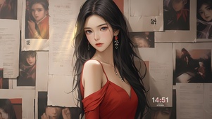 旧漫 红裙美女