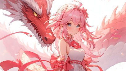可爱粉龙女神