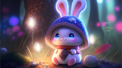 可爱森林荧光兔兔