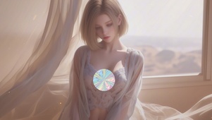 窗户边阳光女孩