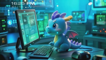 小龙龙在电脑室