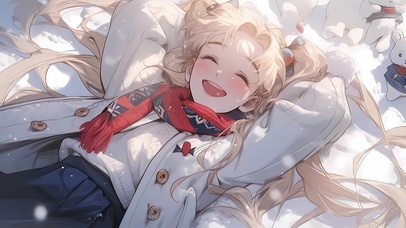 雪中欢乐美少女