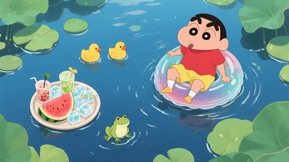 可爱夏日荷塘小新