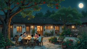 夏日夜晚小院