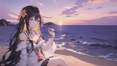 海滩少女 水天一色