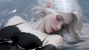 水面熟睡的女孩