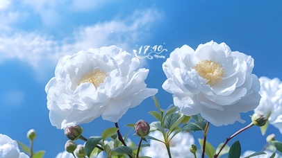 蓝天下山茶花（绝美）