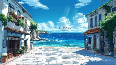 4k小清新海边小镇