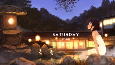 夜晚的温泉小屋