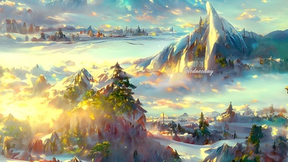 唯美治愈梦幻雪山