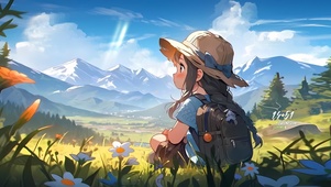 背包小女孩