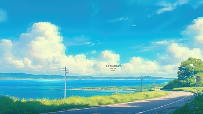 4K唯美简约春天海景公路