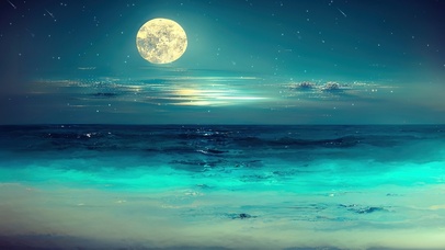4K唯美治愈海上星空明月