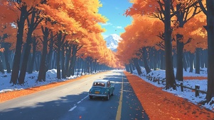 秋天通往雪山的路