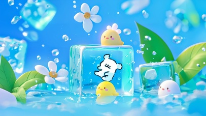 夏日清凉冰冻线条小狗