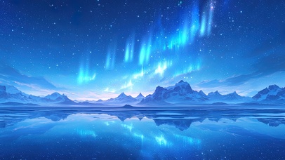极光舞动的北极夜空