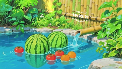 清新自然泉水西瓜