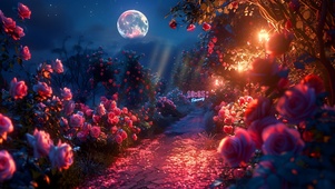 夜间玫瑰小路
