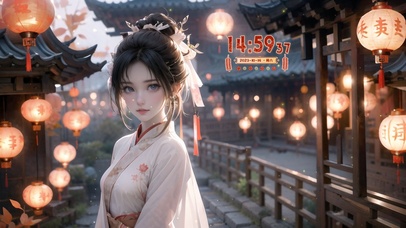 温馨汉服灯光少女