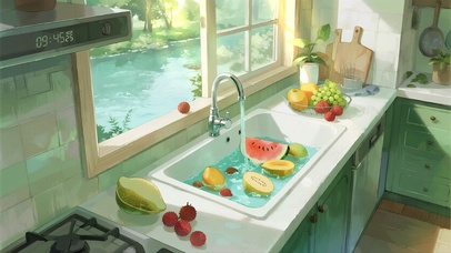 夏日午后厨房（真实油烟机时钟）