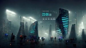迷雾科幻城市夜景