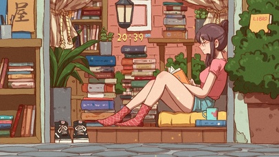 唯美治愈书屋女孩
