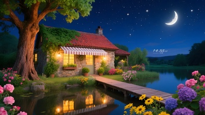 夜晚宁静的小屋