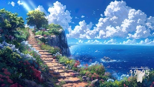 海岸台阶小路