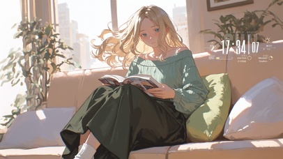 唯美房间看书少女
