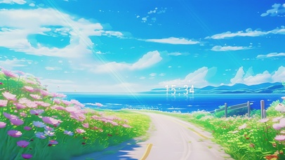 动漫海边AI插画