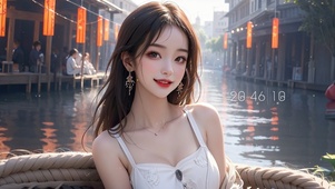 4K现代江南水乡吊带女孩