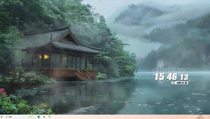 古风护眼绿景河流主题