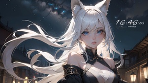 清纯夜晚狐耳少女