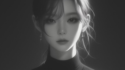 小清新时尚简约黑白风可爱美女