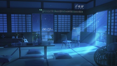 夜晚日式小屋(动漫动态壁纸) - 动态壁纸下载 - 元气壁纸