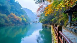 4k秋天湖泊