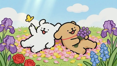 线条小狗-欢快可爱