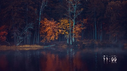 唯美护眼治愈湖面深林倒影