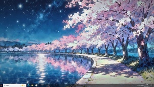 星夜樱湖-桌面主题