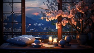 窗外飘雪