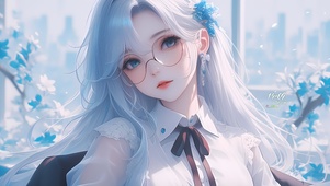 可爱眼镜清纯女孩