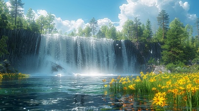 4K 唯美鲜花瀑布